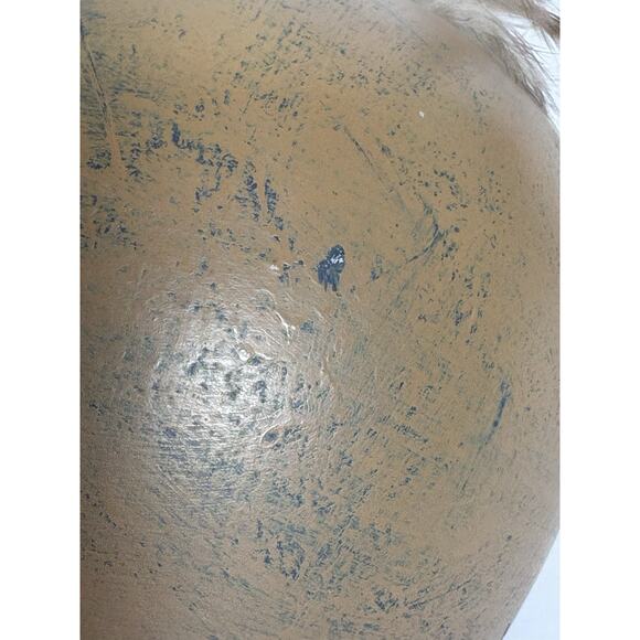 Hand Painted Ceramic Jug Indian Chief Leather Straps Feathers & Beads 7.5"H - Picture 16 of 16